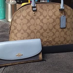 Large coach satchel and matching wallet